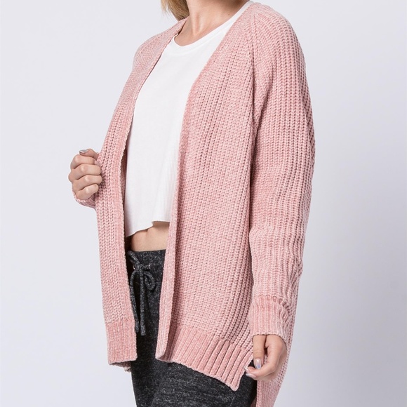 Chenille Open Knit Cardigan Sweater Warm NWT - Picture 2 of 8